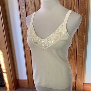 Grace Dane Lewis, Medium, Woman’s Ivory Buttons knit, Rayon, Top.